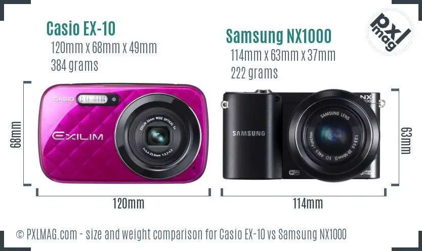 Casio EX-10 vs Samsung NX1000 size comparison Casio EX-10 vs Samsung NX1000 size comparison