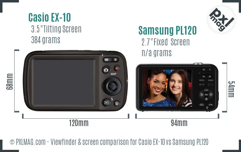 Casio EX-10 vs Samsung PL120 Screen and Viewfinder comparison Casio EX-10 vs Samsung PL120 Screen and Viewfinder comparison
