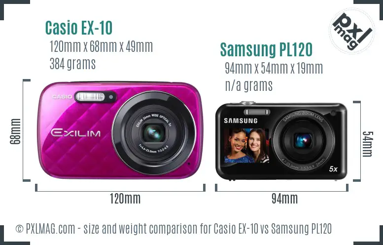 Casio EX-10 vs Samsung PL120 size comparison Casio EX-10 vs Samsung PL120 size comparison