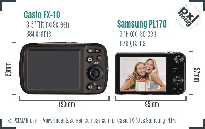 Casio EX-10 vs Samsung PL170 Screen and Viewfinder comparison