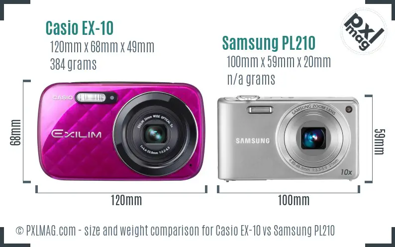Casio EX-10 vs Samsung PL210 size comparison