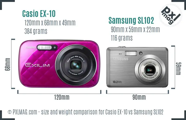 Casio EX-10 vs Samsung SL102 size comparison