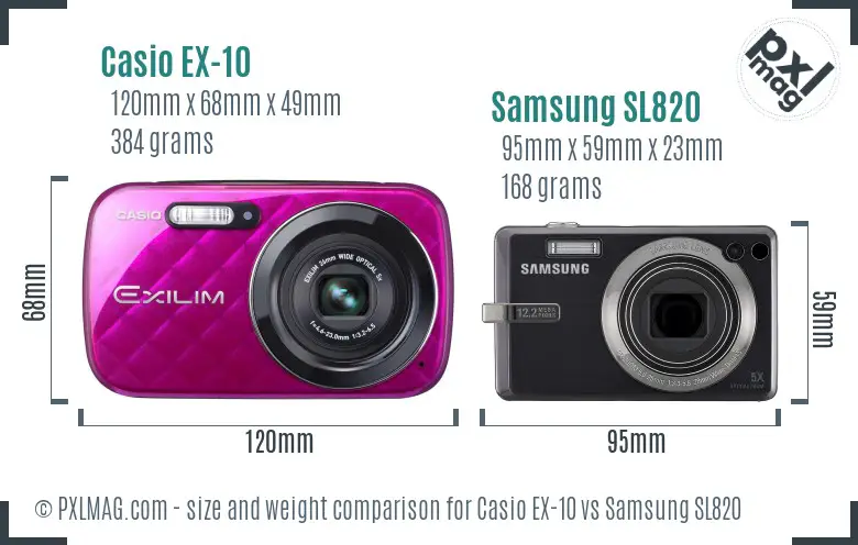 Casio EX-10 vs Samsung SL820 size comparison