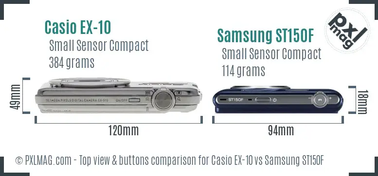 Casio EX-10 vs Samsung ST150F top view buttons comparison