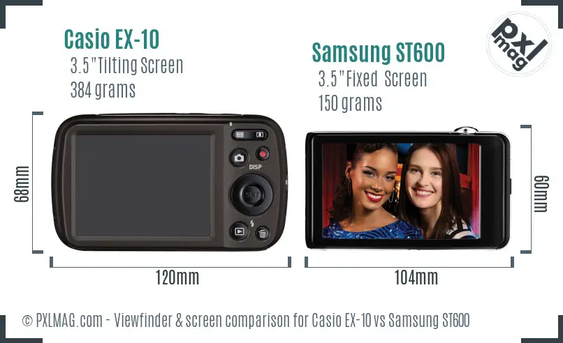 Casio EX-10 vs Samsung ST600 Screen and Viewfinder comparison