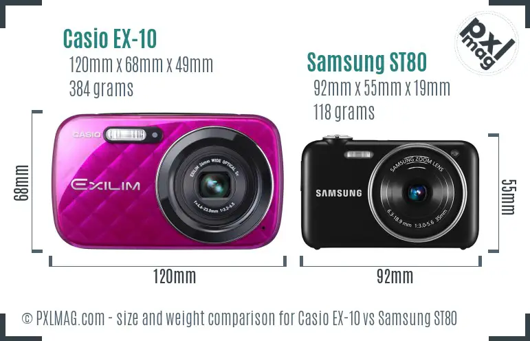 Casio EX-10 vs Samsung ST80 size comparison