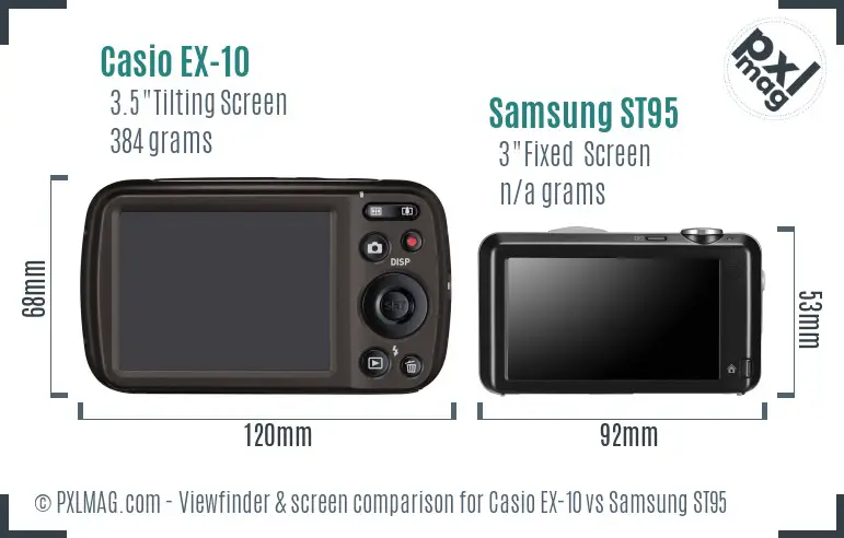 Casio EX-10 vs Samsung ST95 Screen and Viewfinder comparison Casio EX-10 vs Samsung ST95 Screen and Viewfinder comparison