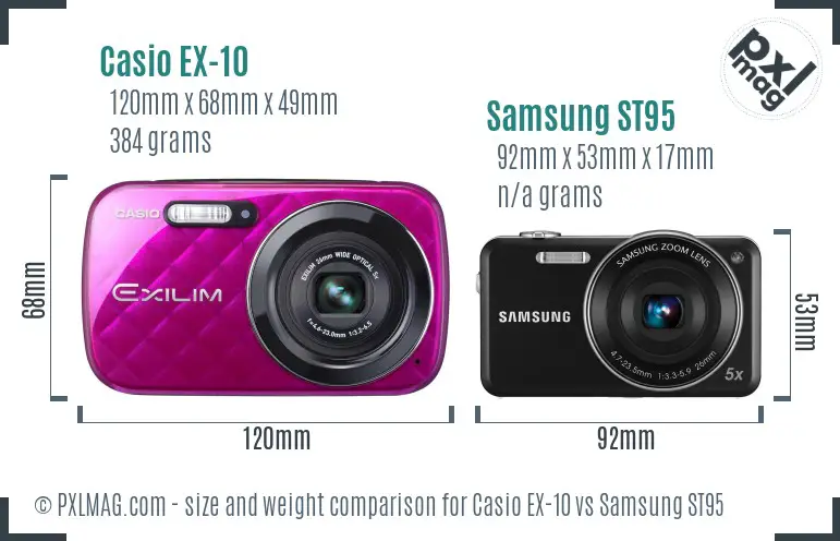 Casio EX-10 vs Samsung ST95 size comparison Casio EX-10 vs Samsung ST95 size comparison
