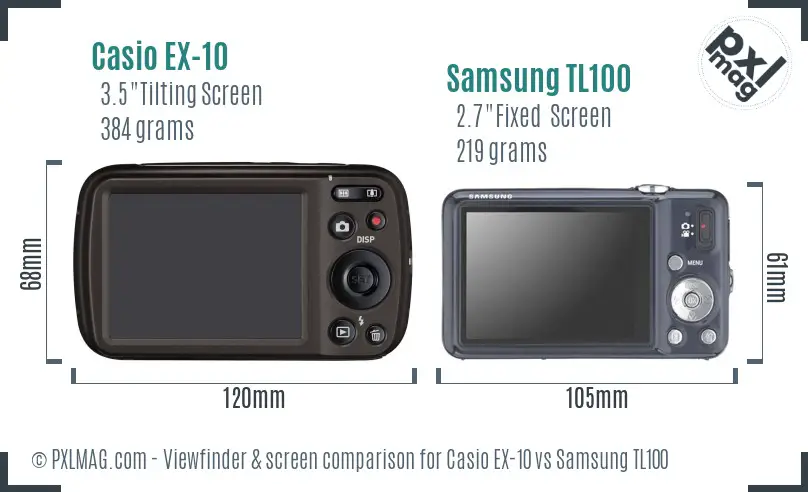 Casio EX-10 vs Samsung TL100 Screen and Viewfinder comparison
