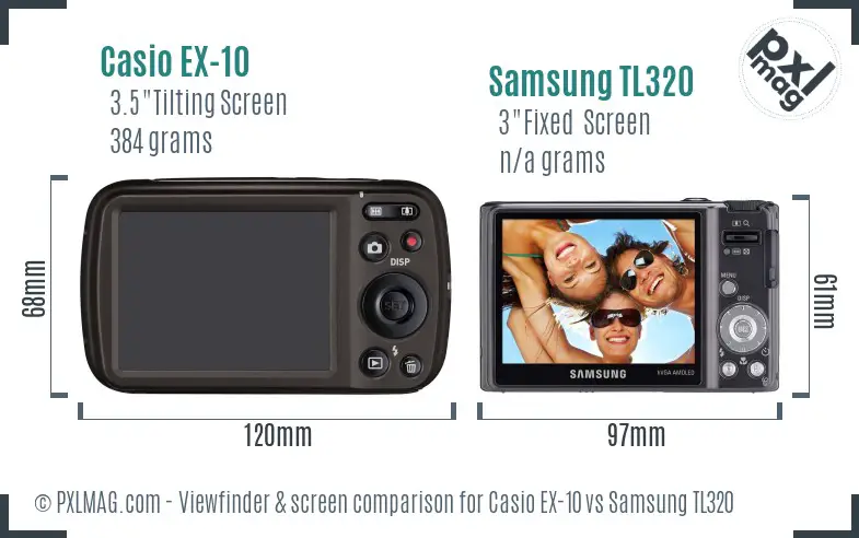 Casio EX-10 vs Samsung TL320 Screen and Viewfinder comparison Casio EX-10 vs Samsung TL320 Screen and Viewfinder comparison