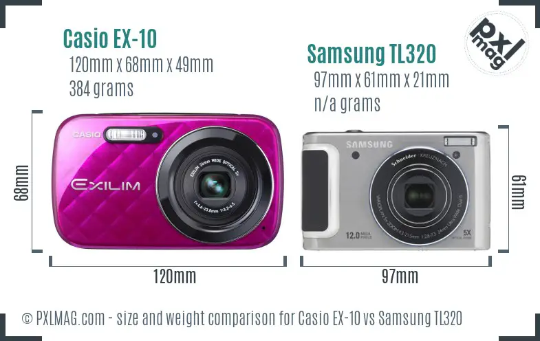Casio EX-10 vs Samsung TL320 size comparison Casio EX-10 vs Samsung TL320 size comparison