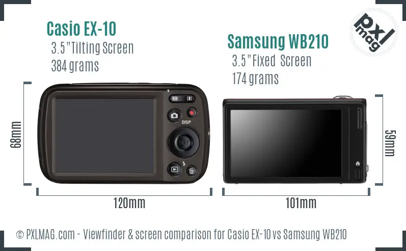 Casio EX-10 vs Samsung WB210 Screen and Viewfinder comparison