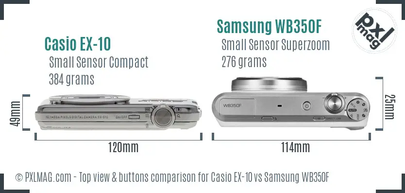 Casio EX-10 vs Samsung WB350F top view buttons comparison