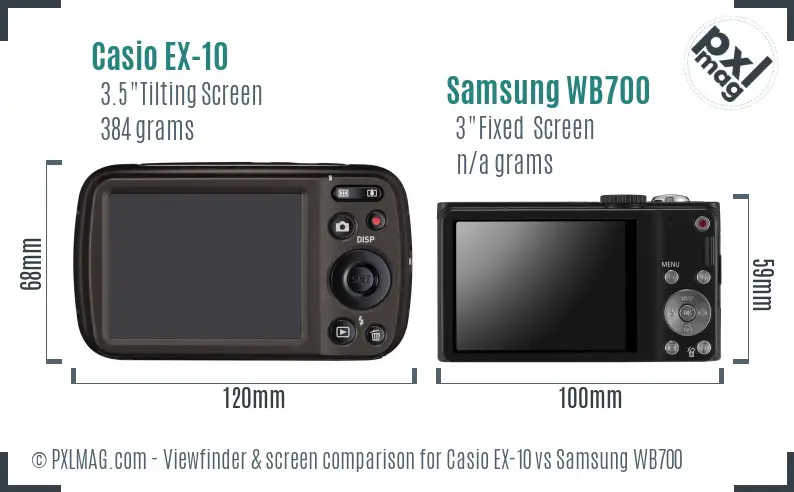 Casio EX-10 vs Samsung WB700 Screen and Viewfinder comparison