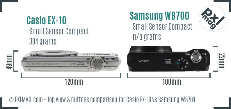 Casio EX-10 vs Samsung WB700 top view buttons comparison
