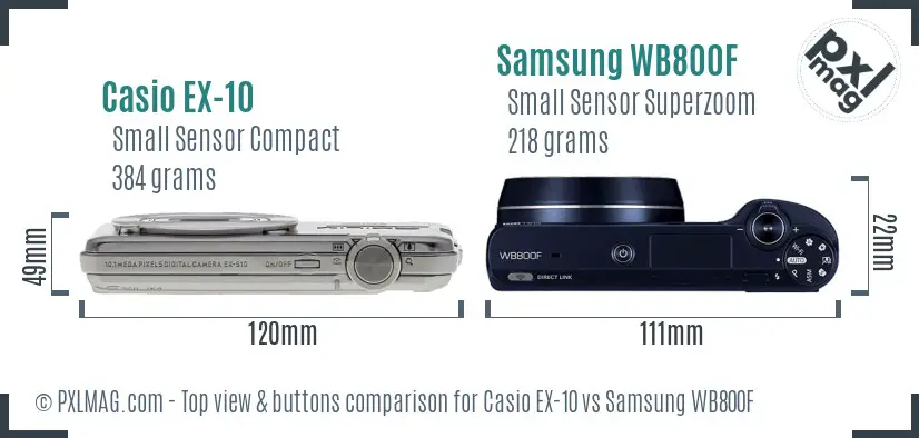Casio EX-10 vs Samsung WB800F top view buttons comparison