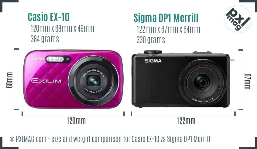 Casio EX-10 vs Sigma DP1 Merrill size comparison