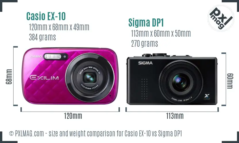Casio EX-10 vs Sigma DP1 size comparison