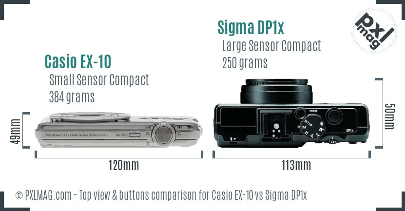 Casio EX-10 vs Sigma DP1x top view buttons comparison