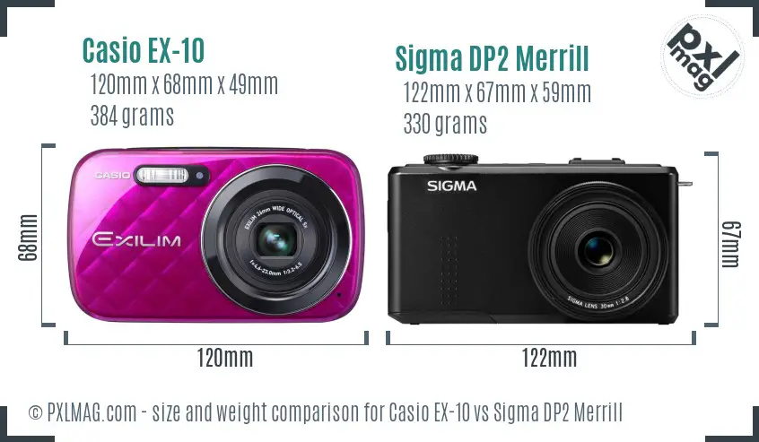 Casio EX-10 vs Sigma DP2 Merrill size comparison