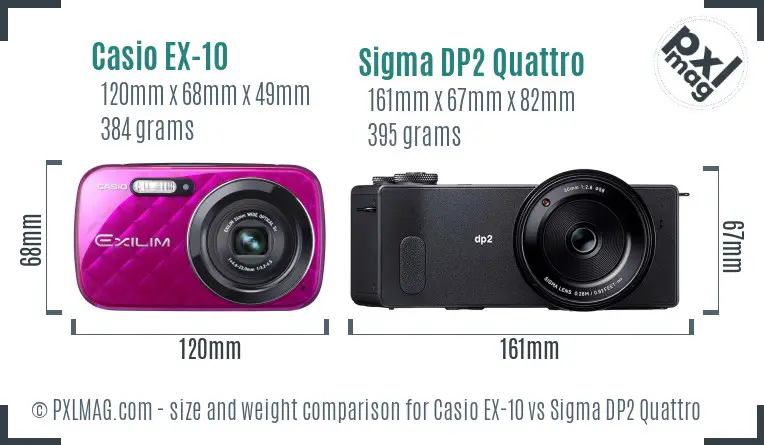 Casio EX-10 vs Sigma DP2 Quattro size comparison