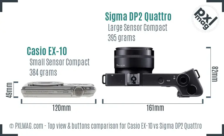 Casio EX-10 vs Sigma DP2 Quattro top view buttons comparison