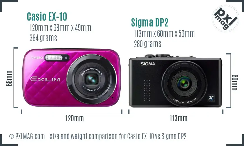 Casio EX-10 vs Sigma DP2 size comparison