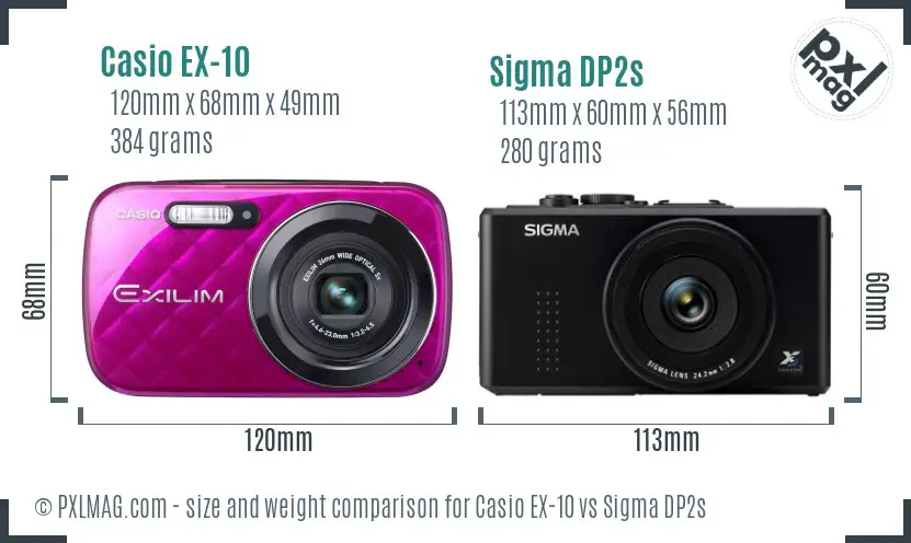Casio EX-10 vs Sigma DP2s size comparison