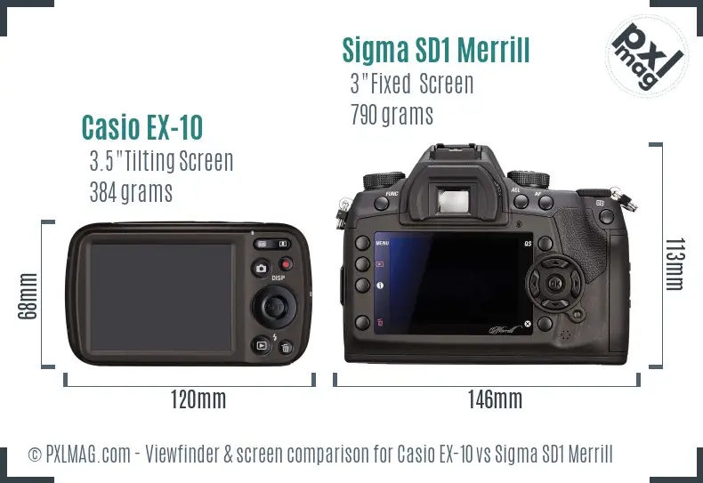 Casio EX-10 vs Sigma SD1 Merrill Screen and Viewfinder comparison