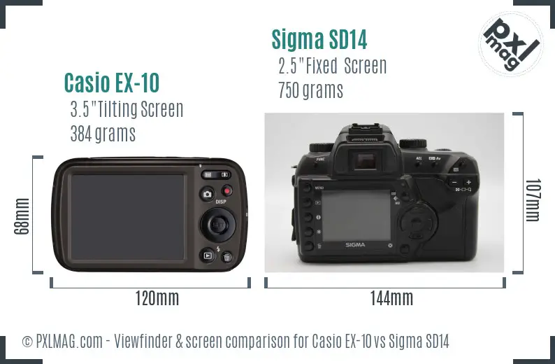 Casio EX-10 vs Sigma SD14 Screen and Viewfinder comparison