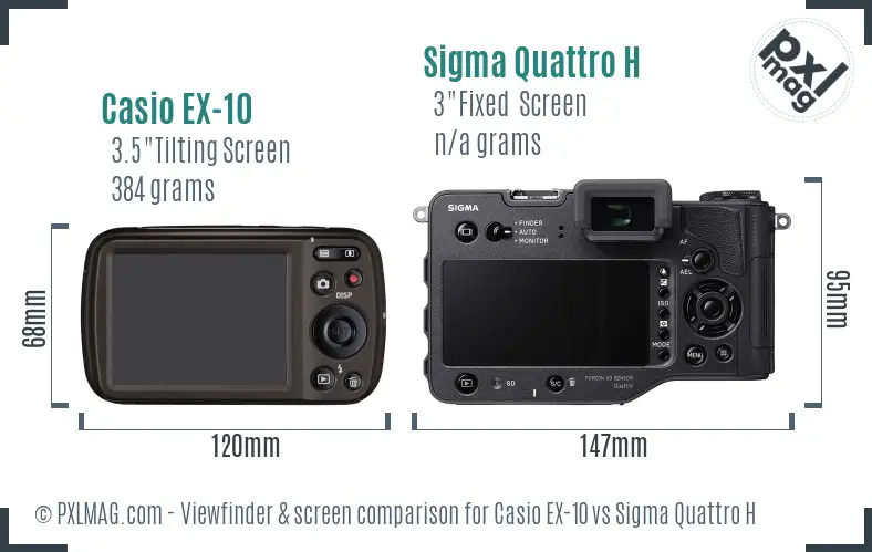 Casio EX-10 vs Sigma Quattro H Screen and Viewfinder comparison Casio EX-10 vs Sigma Quattro H Screen and Viewfinder comparison