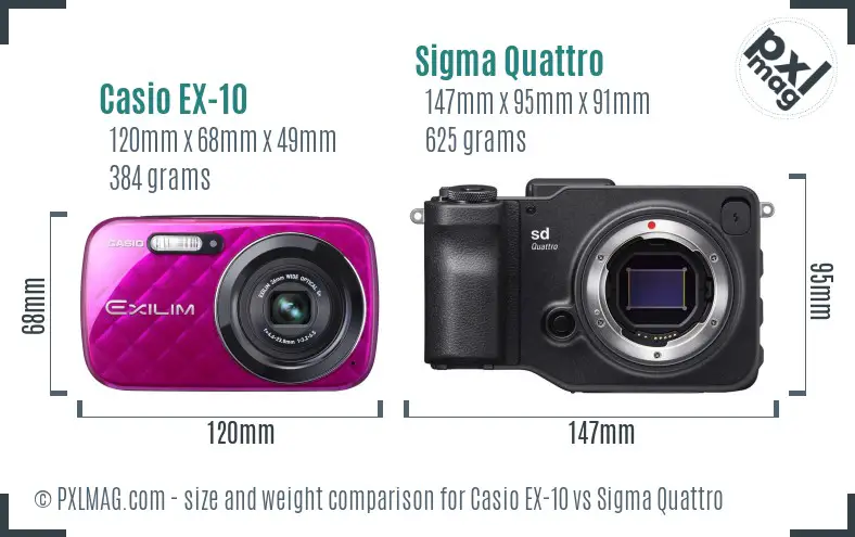 Casio EX-10 vs Sigma Quattro size comparison