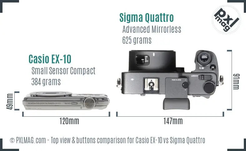 Casio EX-10 vs Sigma Quattro top view buttons comparison