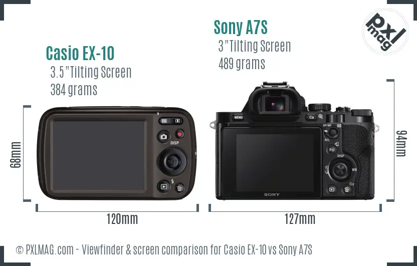 Casio EX-10 vs Sony A7S Screen and Viewfinder comparison