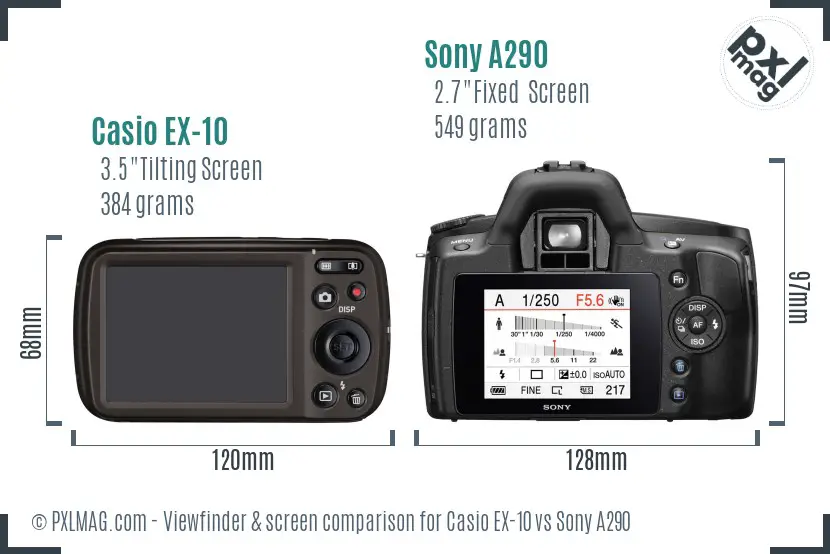 Casio EX-10 vs Sony A290 Screen and Viewfinder comparison Casio EX-10 vs Sony A290 Screen and Viewfinder comparison