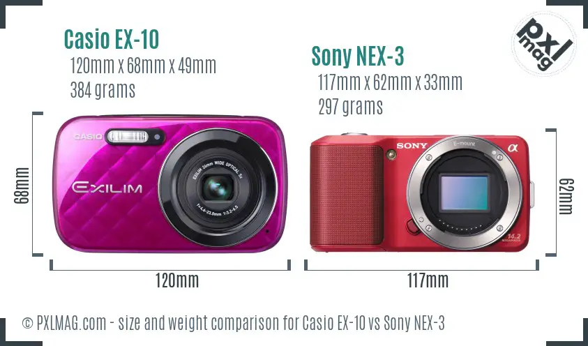 Casio EX-10 vs Sony NEX-3 size comparison Casio EX-10 vs Sony NEX-3 size comparison