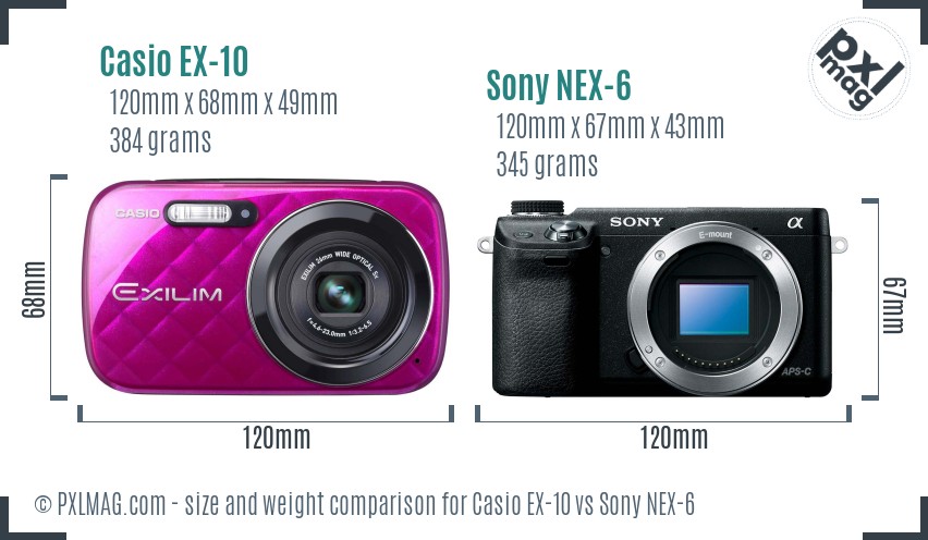 Casio EX-10 vs Sony NEX-6 size comparison Casio EX-10 vs Sony NEX-6 size comparison