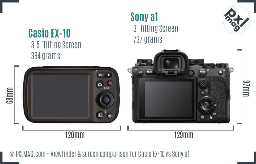 Casio EX-10 vs Sony a1 Screen and Viewfinder comparison