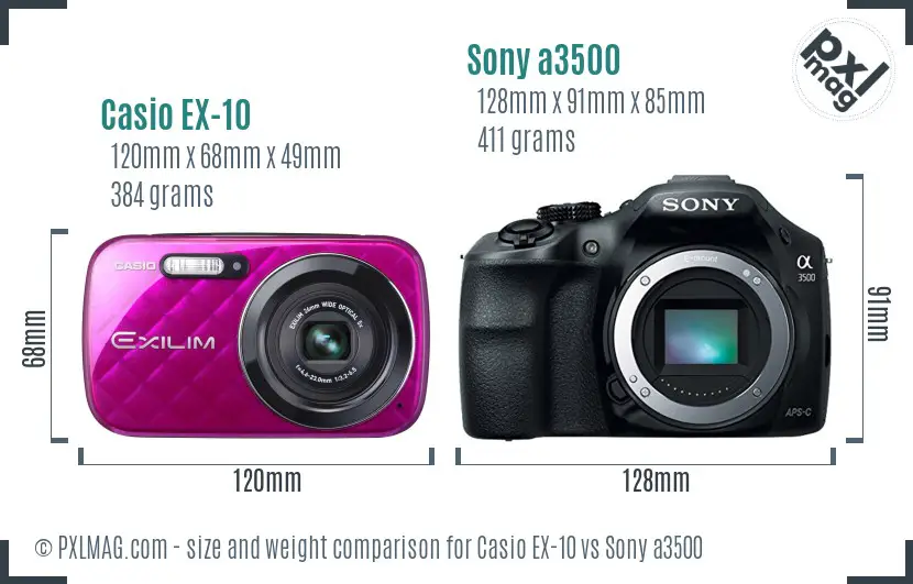 Casio EX-10 vs Sony a3500 size comparison
