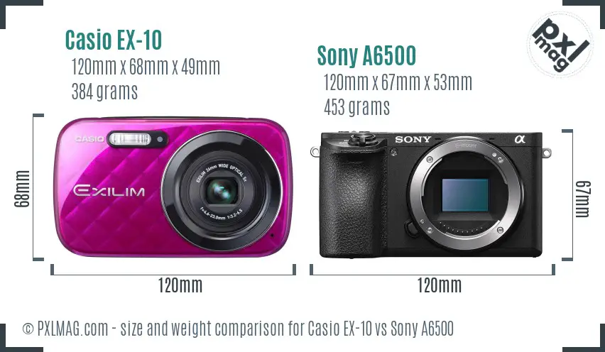 Casio EX-10 vs Sony A6500 size comparison Casio EX-10 vs Sony A6500 size comparison