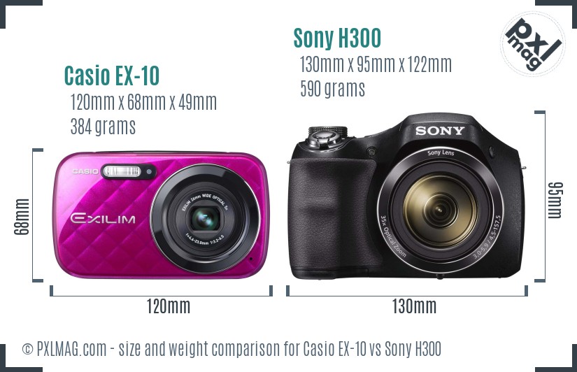 Casio EX-10 vs Sony H300 size comparison