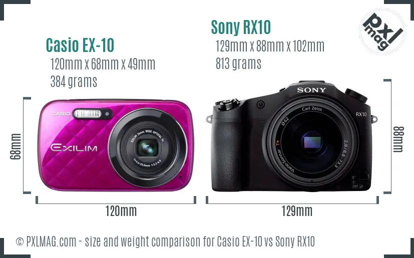 Casio EX-10 vs Sony RX10 size comparison