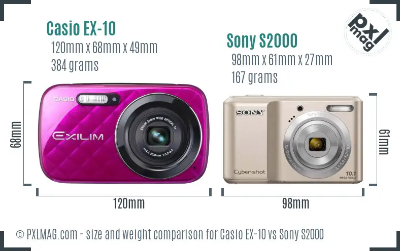 Casio EX-10 vs Sony S2000 size comparison
