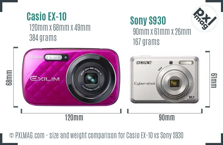 Casio EX-10 vs Sony S930 size comparison