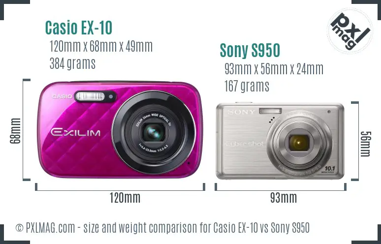 Casio EX-10 vs Sony S950 size comparison