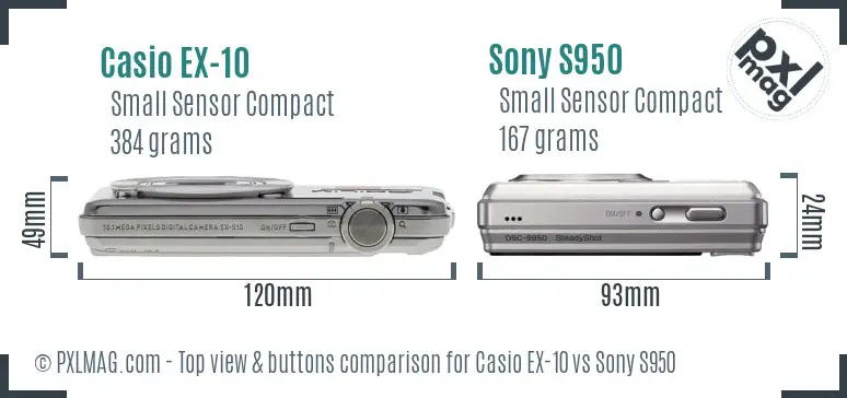 Casio EX-10 vs Sony S950 top view buttons comparison