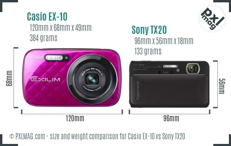 Casio EX-10 vs Sony TX20 size comparison Casio EX-10 vs Sony TX20 size comparison
