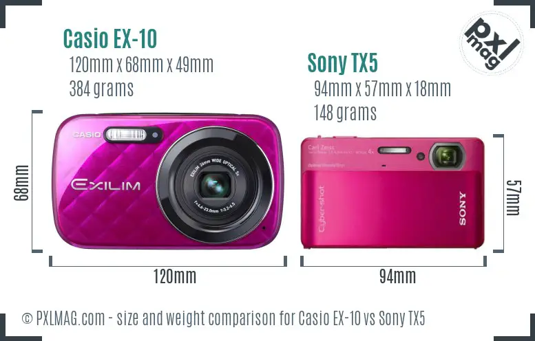 Casio EX-10 vs Sony TX5 size comparison Casio EX-10 vs Sony TX5 size comparison
