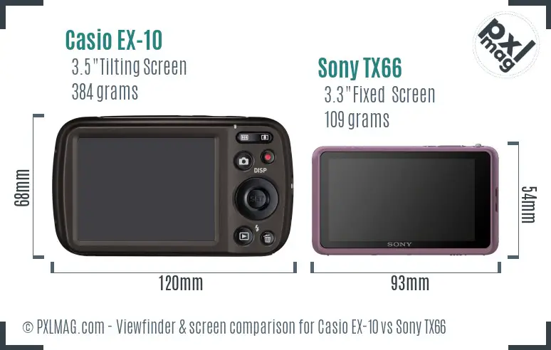 Casio EX-10 vs Sony TX66 Screen and Viewfinder comparison Casio EX-10 vs Sony TX66 Screen and Viewfinder comparison