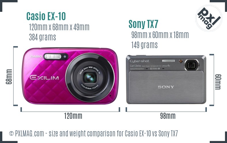 Casio EX-10 vs Sony TX7 size comparison Casio EX-10 vs Sony TX7 size comparison